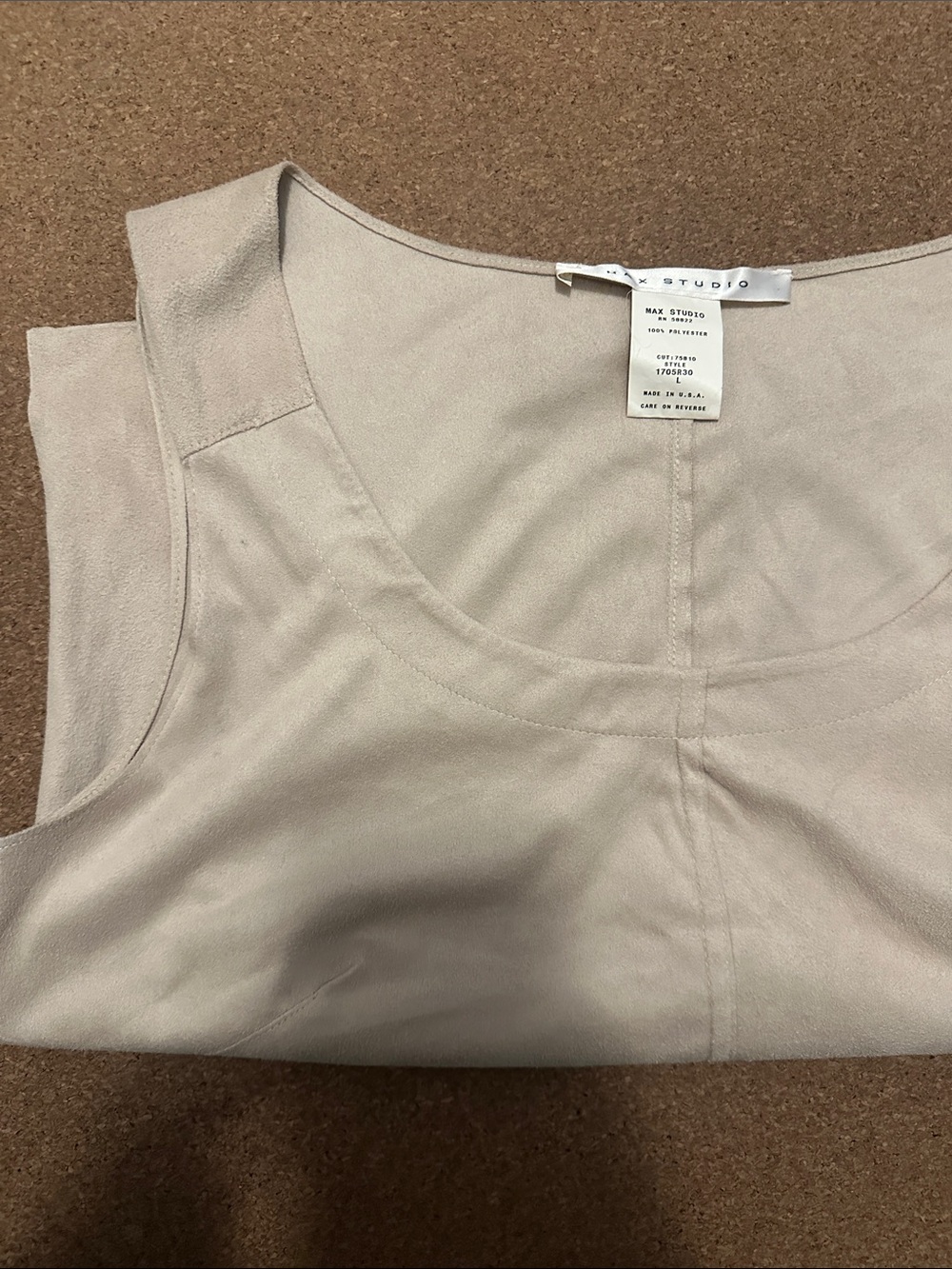 Faux suede Max Studio cream Scoop-Neck Sleeveless Tank